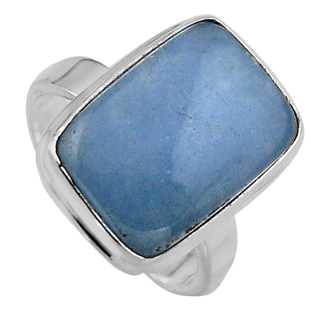 12.07cts natural blue angelite 925 silver solitaire ring jewelry size 7.5 p95373