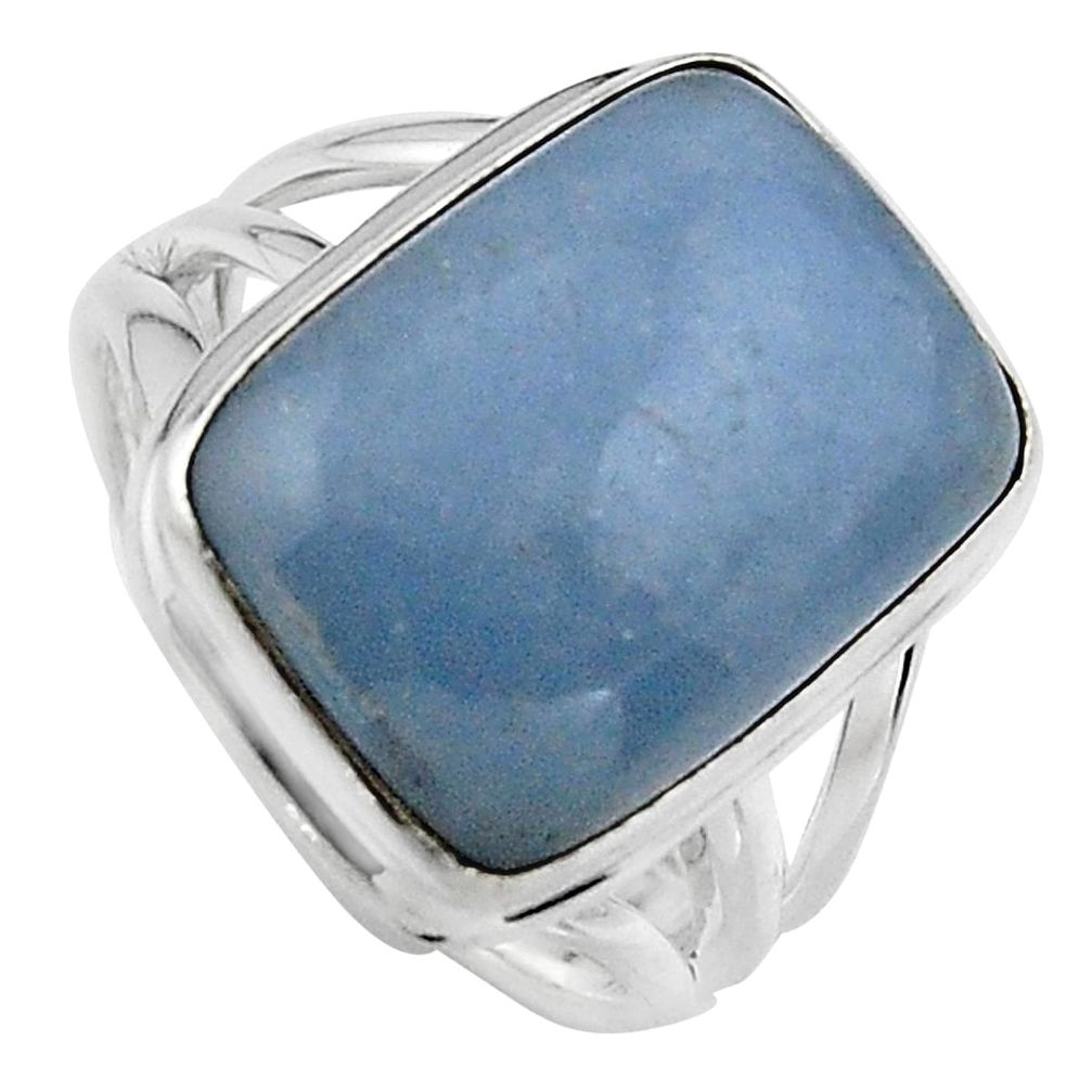 925 silver 10.34cts natural blue angelite solitaire ring jewelry size 7 p95379