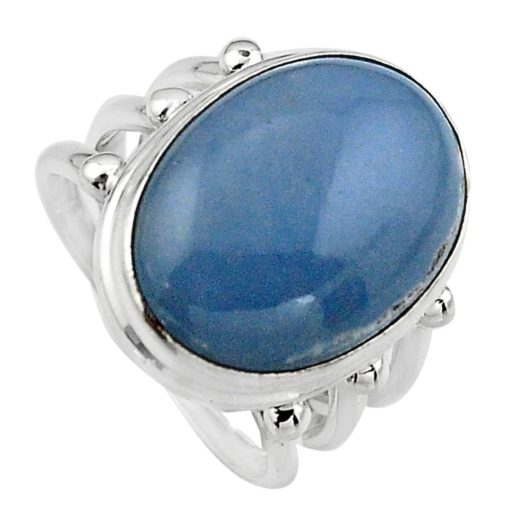 13.84cts natural blue angelite 925 silver solitaire ring jewelry size 7 p95380