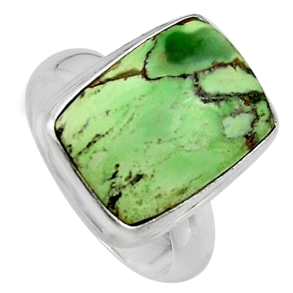 9.10cts natural green variscite 925 silver solitaire ring jewelry size 7 p95383