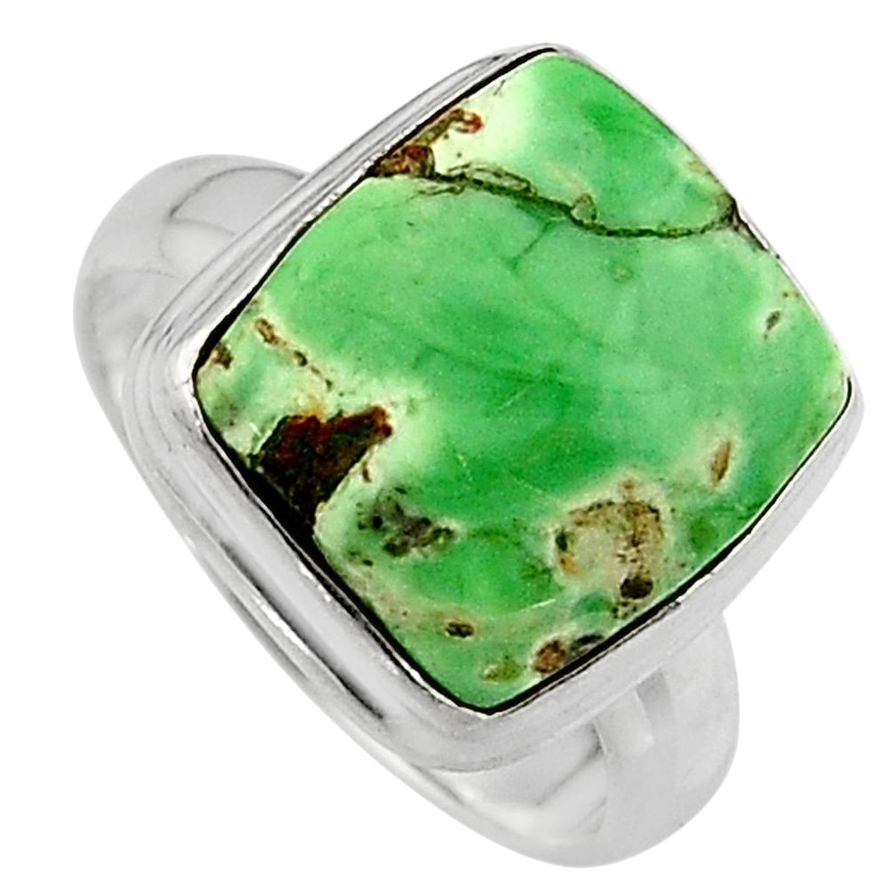 6.54cts natural green variscite 925 silver solitaire ring size 6.5 p95385