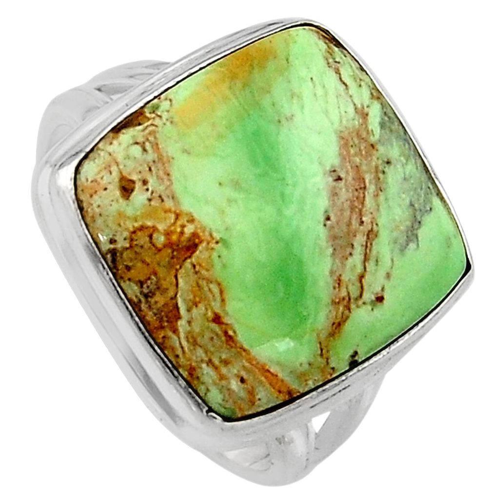 14.41cts natural green variscite 925 silver solitaire ring size 8.5 p95387