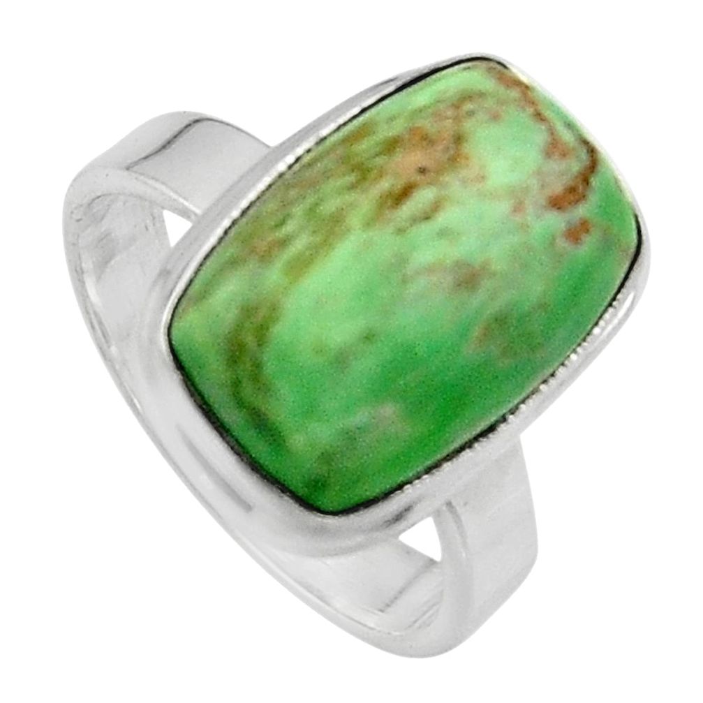 5.87cts natural green variscite 925 silver solitaire ring size 6.5 p95388