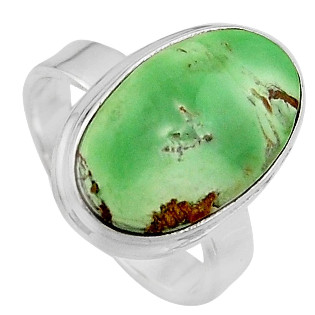 7.30cts natural green variscite 925 silver solitaire ring size 6.5 p95389