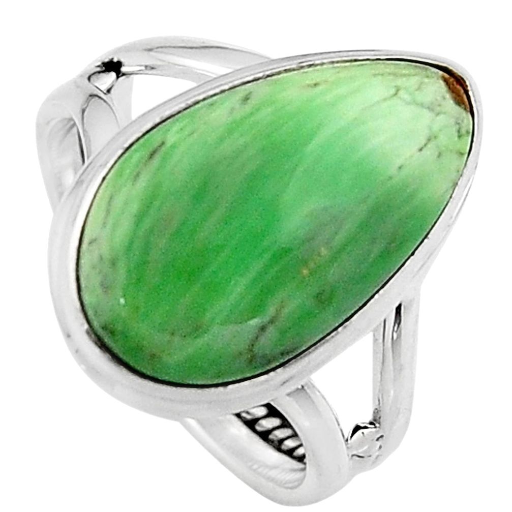 8.77cts natural green variscite 925 silver solitaire ring size 6.5 p95391