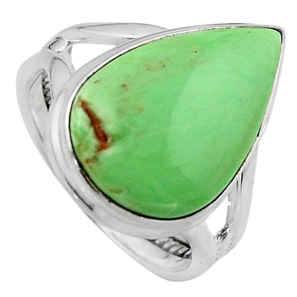 10.82cts natural green variscite 925 silver solitaire ring jewelry size 7 p95393