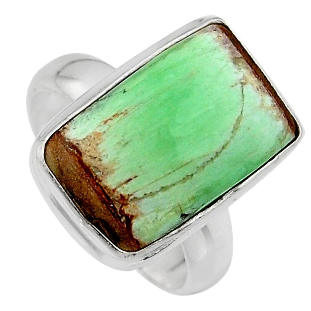 8.22cts natural green variscite 925 silver solitaire ring jewelry size 7 p95396