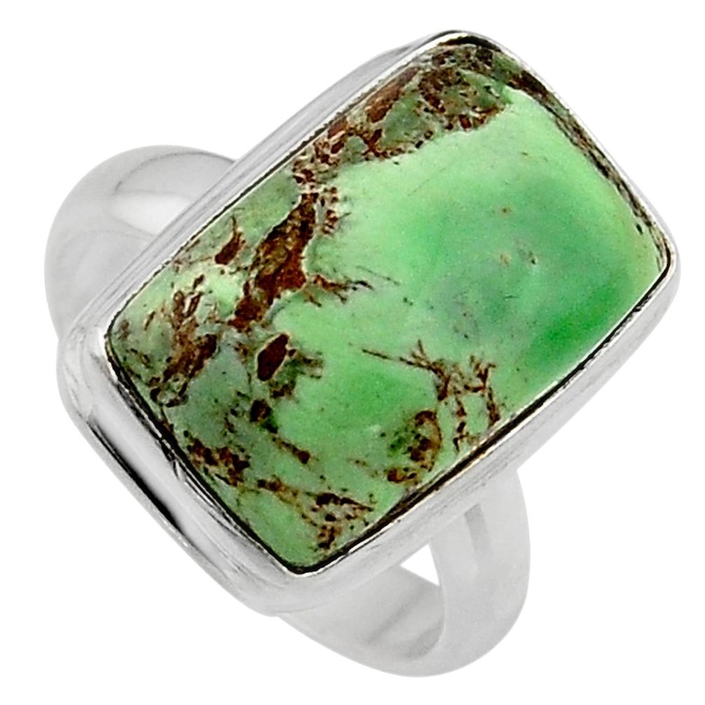 9.04cts natural green variscite 925 silver solitaire ring size 6.5 p95397