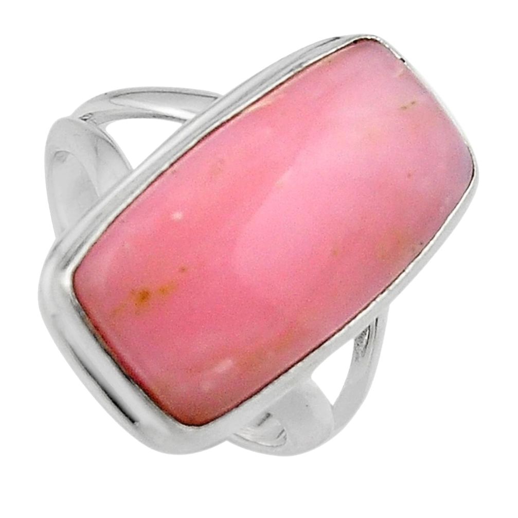 925 sterling silver 9.39cts natural pink opal solitaire ring size 7 p95419