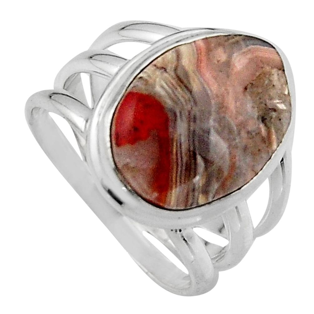 6.63cts natural mexican laguna lace agate silver solitaire ring size 7 p95421