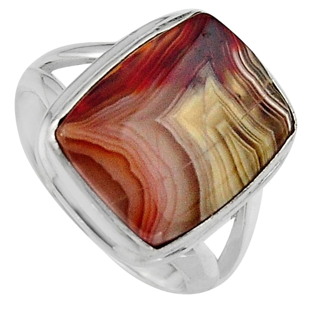 10.73cts natural mexican laguna lace agate silver solitaire ring size 7 p95427