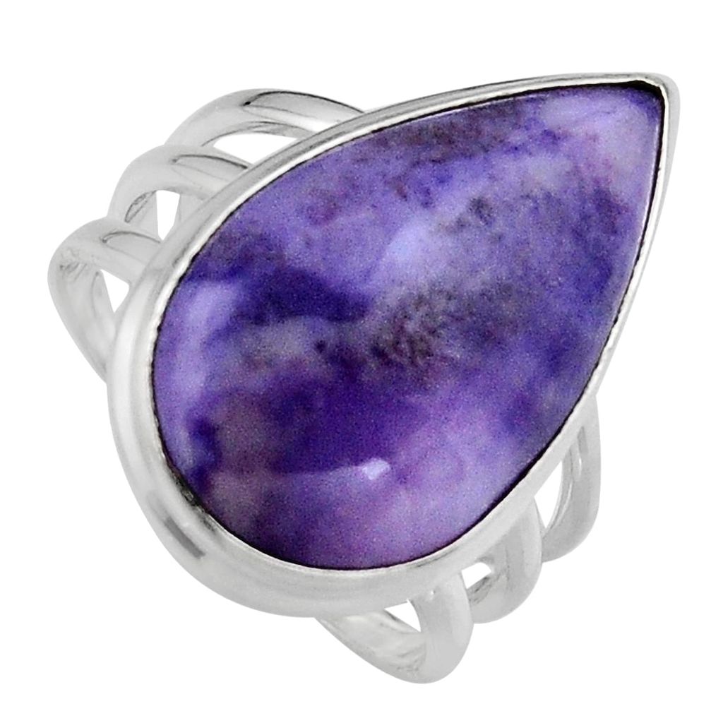 15.97cts natural purple tiffany stone 925 silver solitaire ring size 8.5 p95443