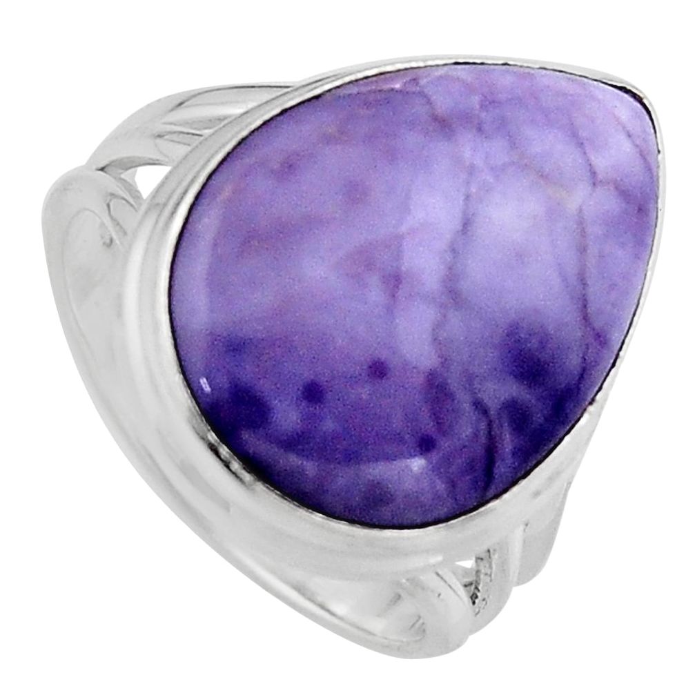 925 silver 15.11cts natural purple tiffany stone solitaire ring size 8.5 p95444