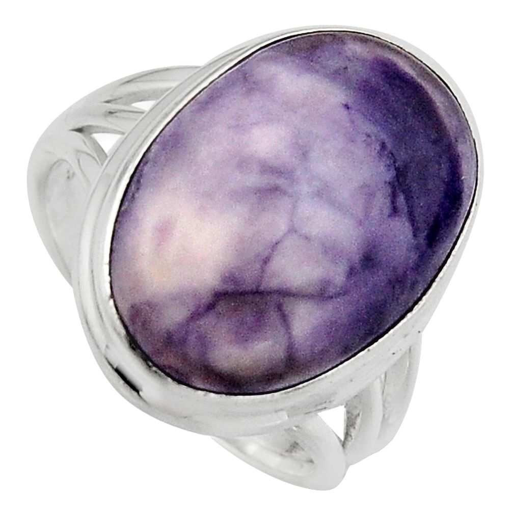 14.41cts natural purple tiffany stone 925 silver solitaire ring size 8 p95447