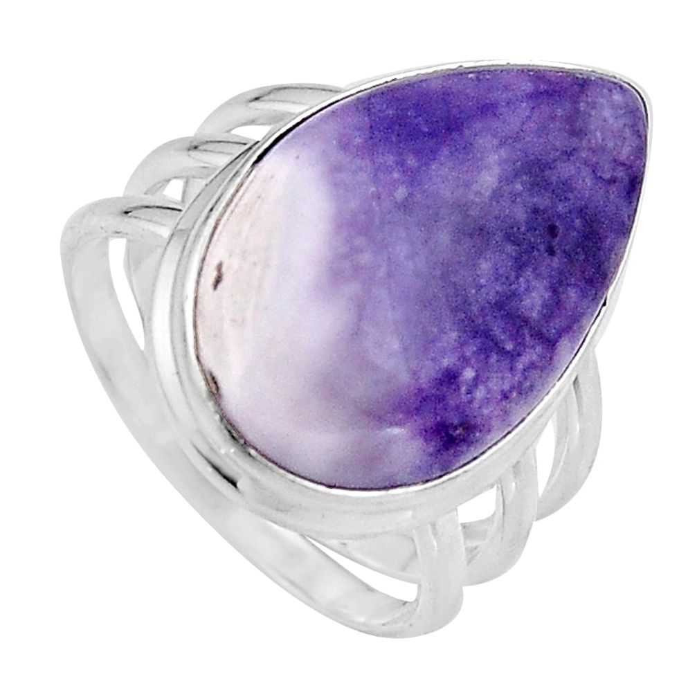 14.12cts natural purple tiffany stone 925 silver solitaire ring size 7.5 p95453