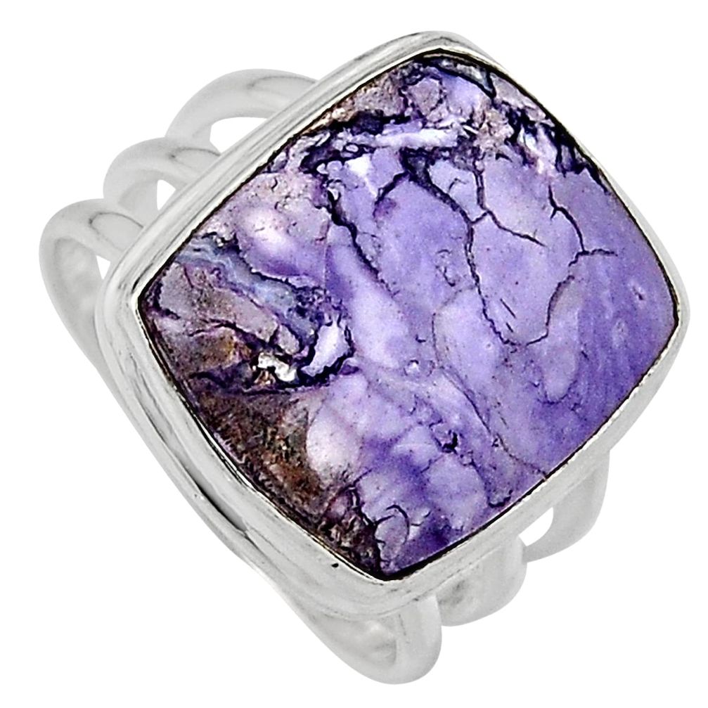 925 silver 14.41cts natural purple tiffany stone solitaire ring size 8.5 p95454