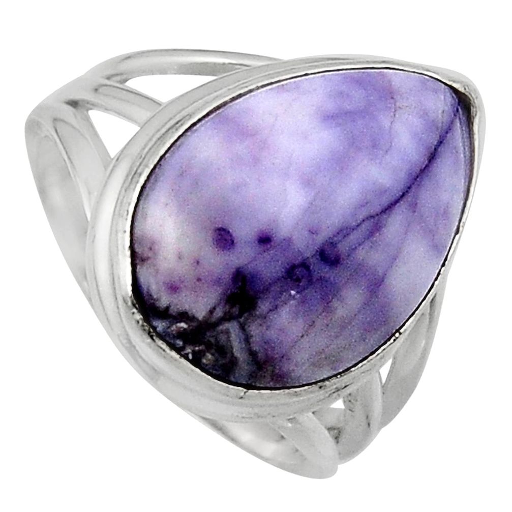 11.89cts natural purple tiffany stone 925 silver solitaire ring size 7.5 p95458