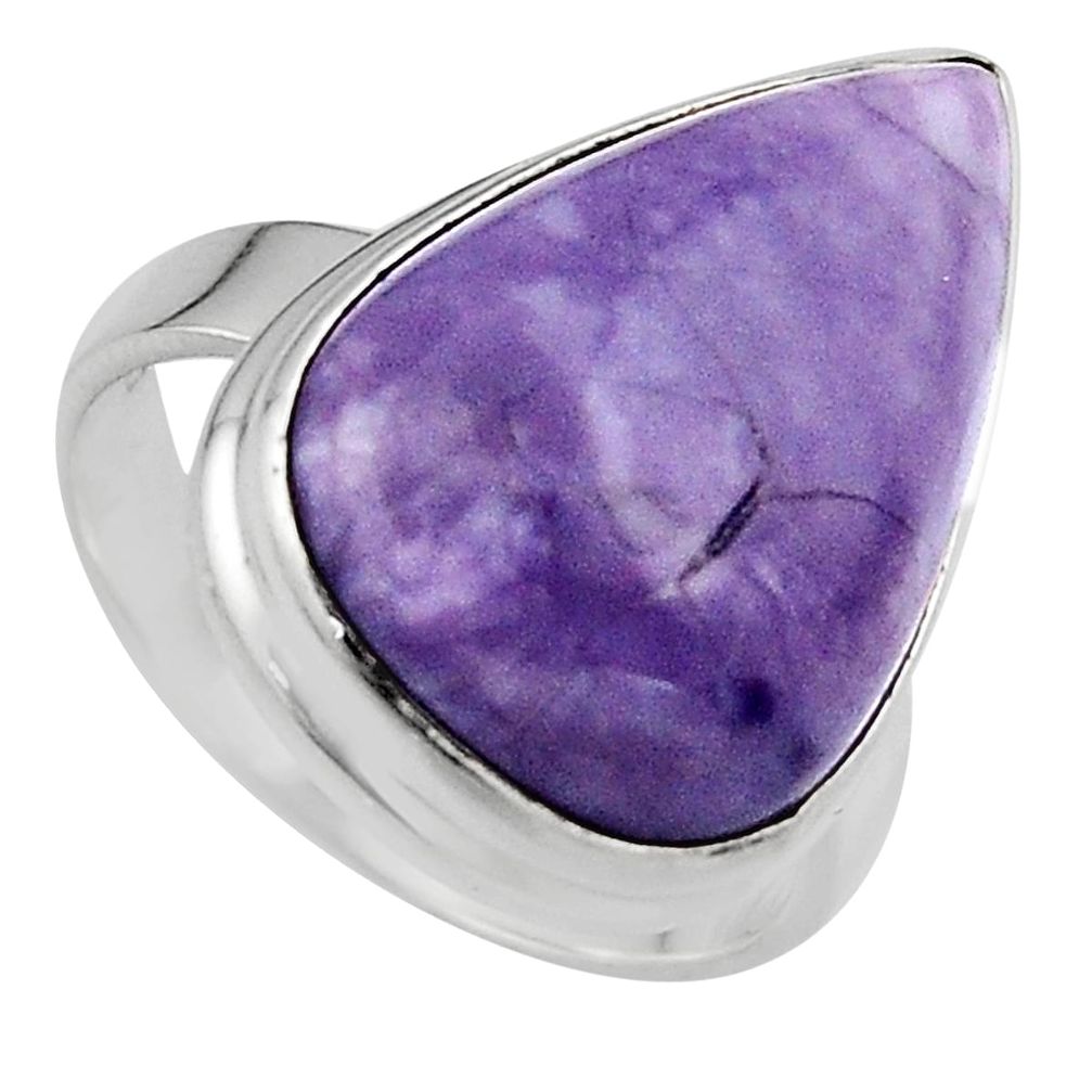 925 silver 12.83cts natural purple tiffany stone solitaire ring size 8 p95459