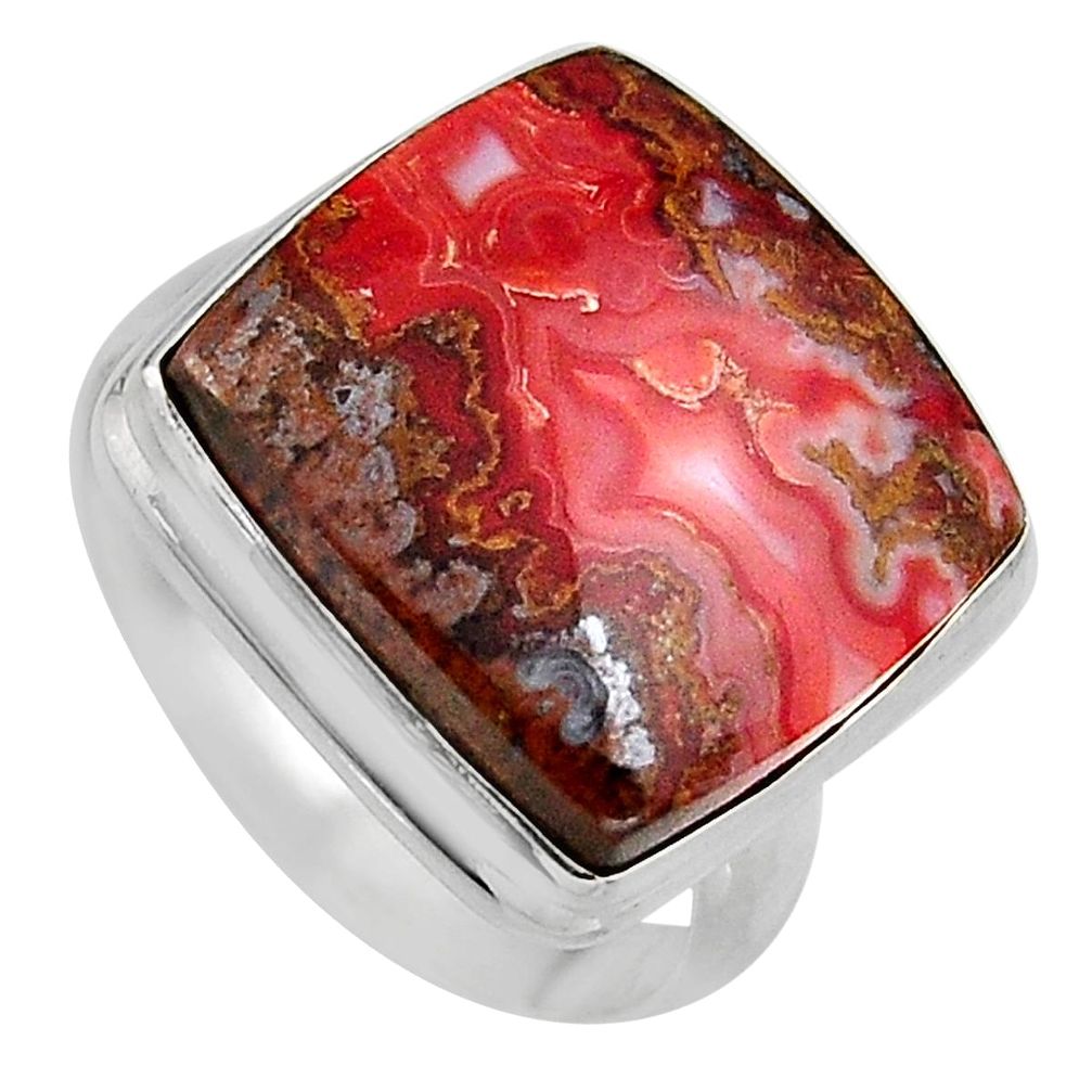 15.33cts natural moroccan seam agate 925 silver solitaire ring size 9 p95486