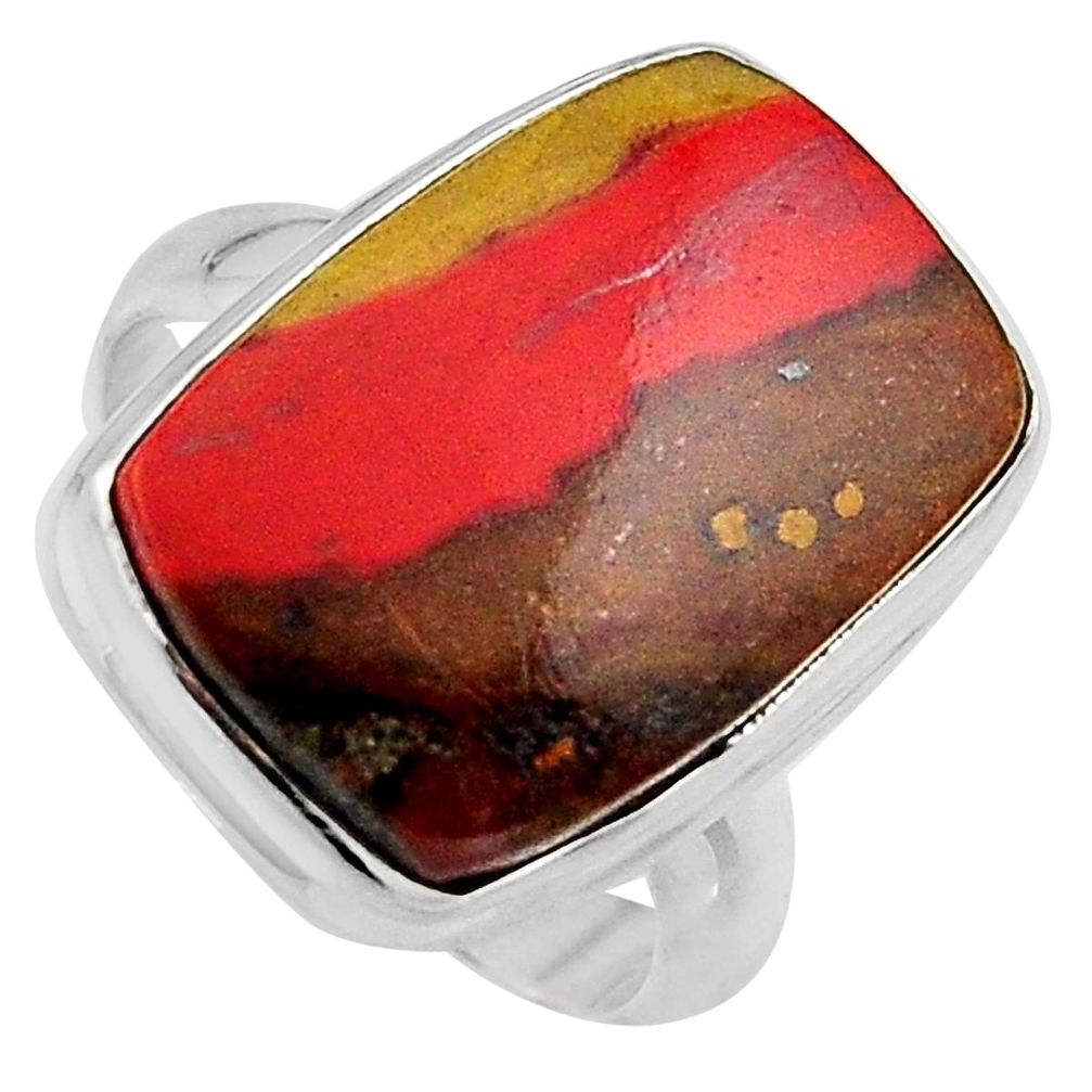 13.71cts natural moroccan seam agate 925 silver solitaire ring size 8.5 p95488