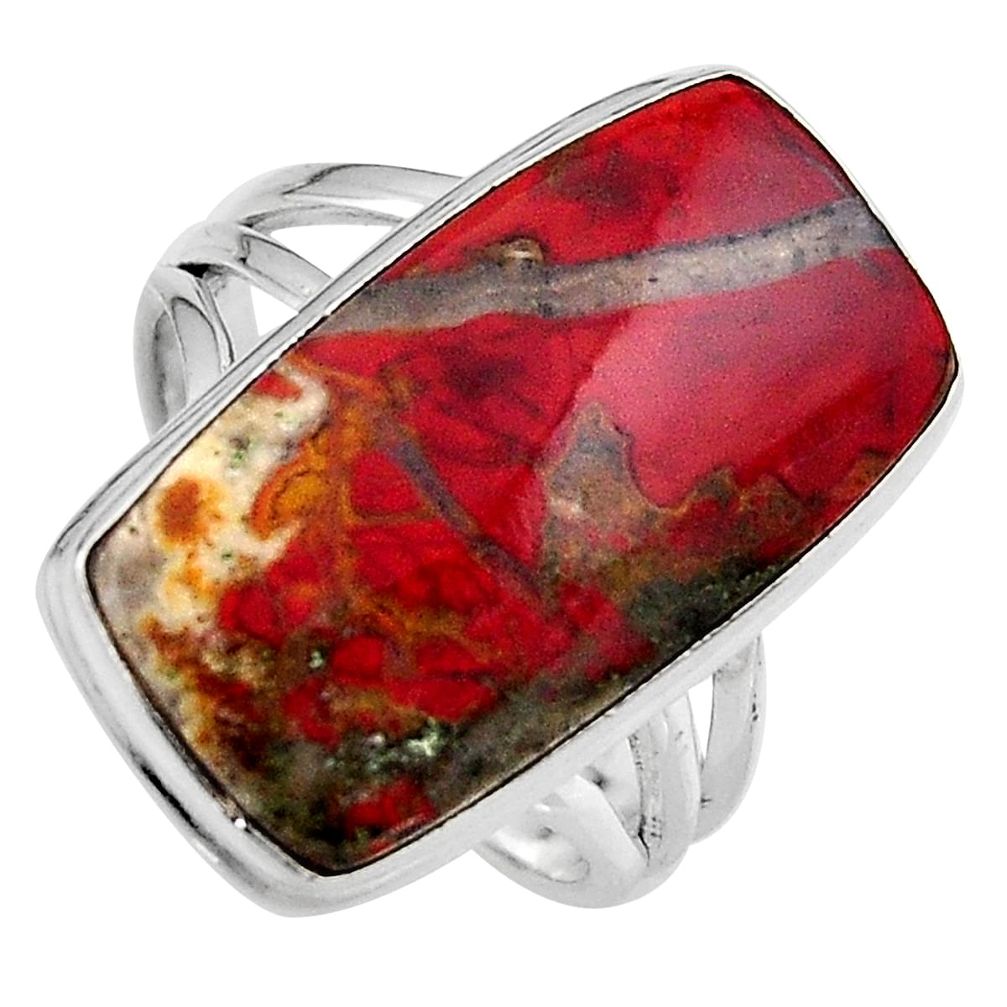925 silver 16.46cts natural moroccan seam agate solitaire ring size 8.5 p95489