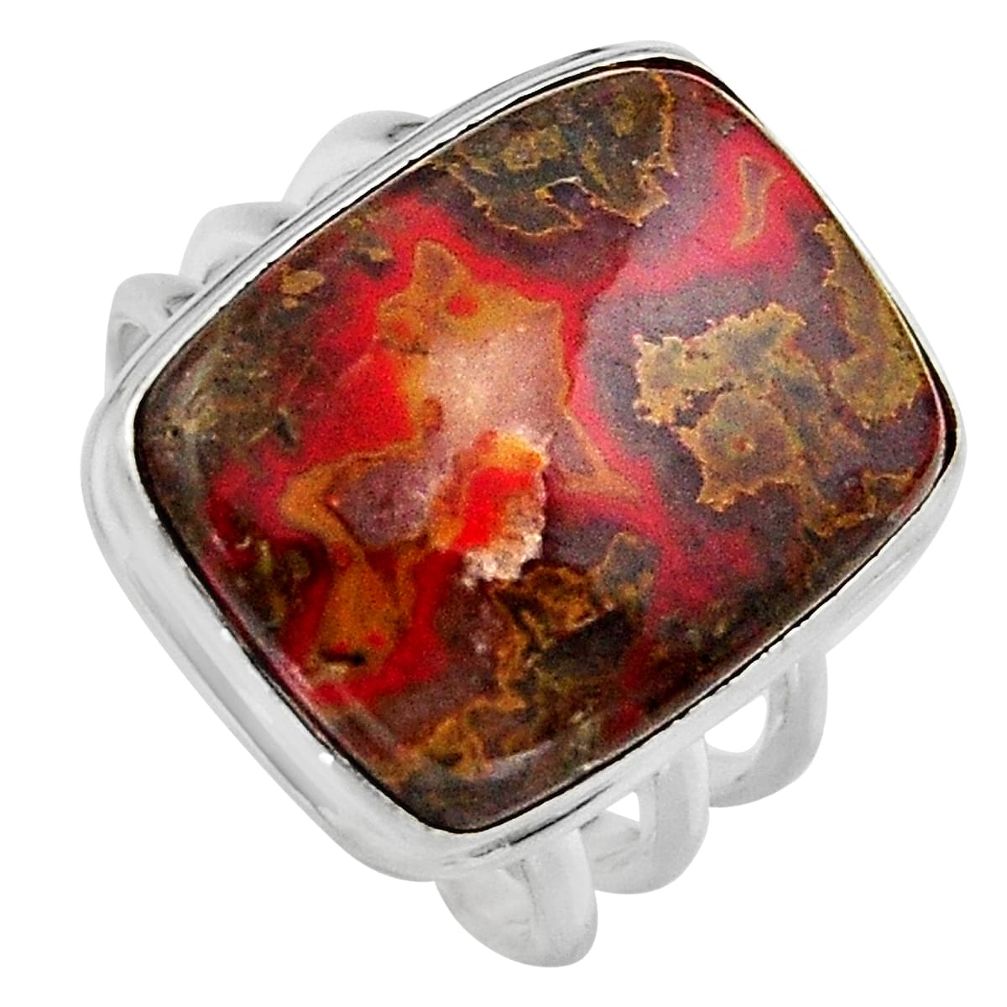 16.46cts natural moroccan seam agate 925 silver solitaire ring size 8.5 p95490
