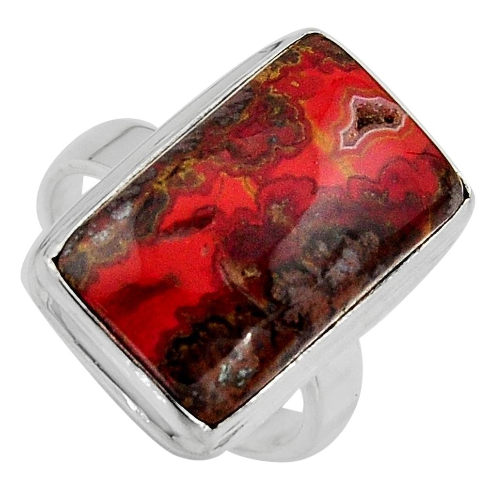 925 silver 14.12cts natural moroccan seam agate solitaire ring size 7.5 p95495