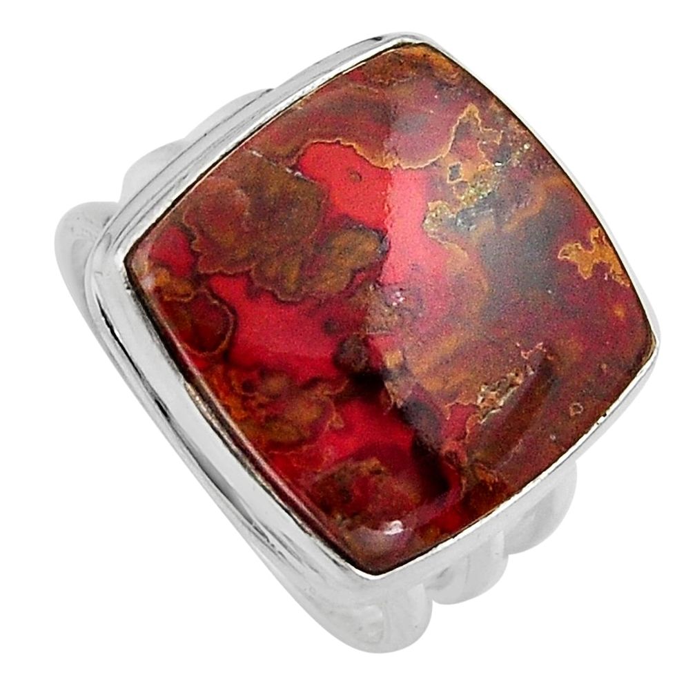 16.42cts natural brown moroccan seam agate silver solitaire ring size 9 p95500