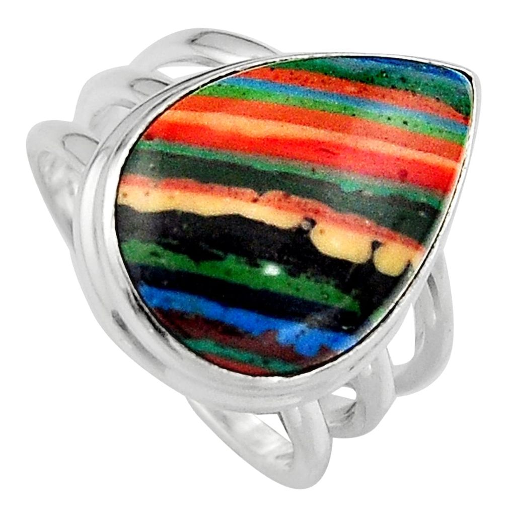 13.50cts natural rainbow calsilica 925 silver solitaire ring size 7 p95580