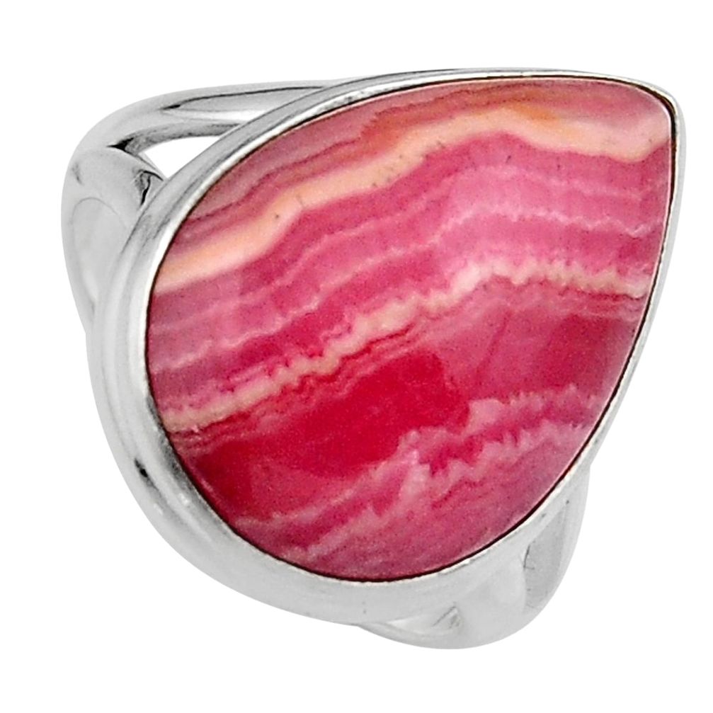 14.08cts natural rhodochrosite inca rose silver solitaire ring size 8 p95583