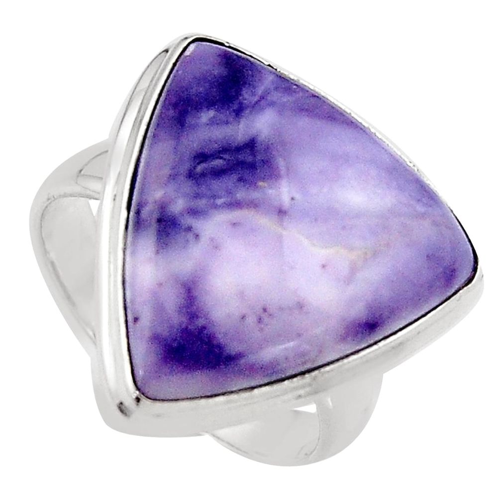 15.80cts natural purple tiffany stone 925 silver solitaire ring size 9 p95623