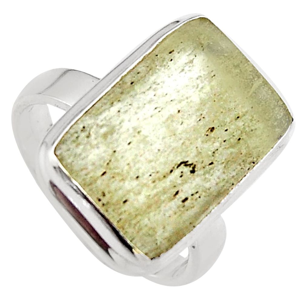 925 silver 11.59cts natural libyan desert glass solitaire ring size 8 p95639