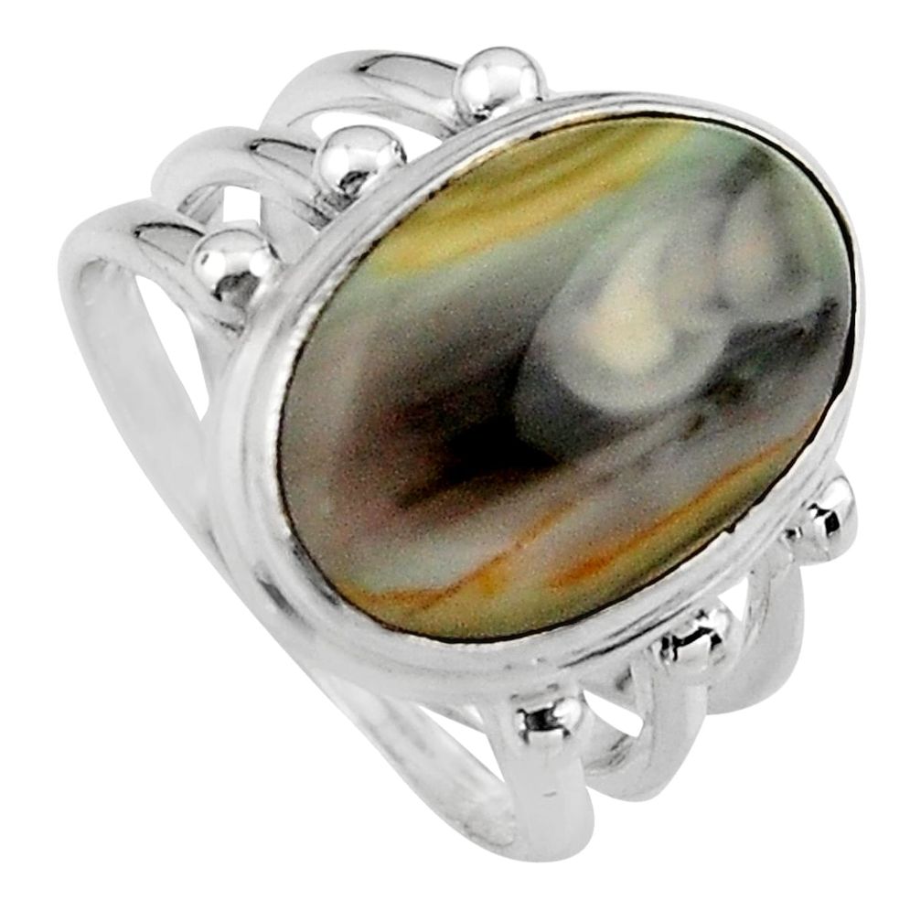 925 silver 10.02cts natural brown imperial jasper solitaire ring size 7 p95668