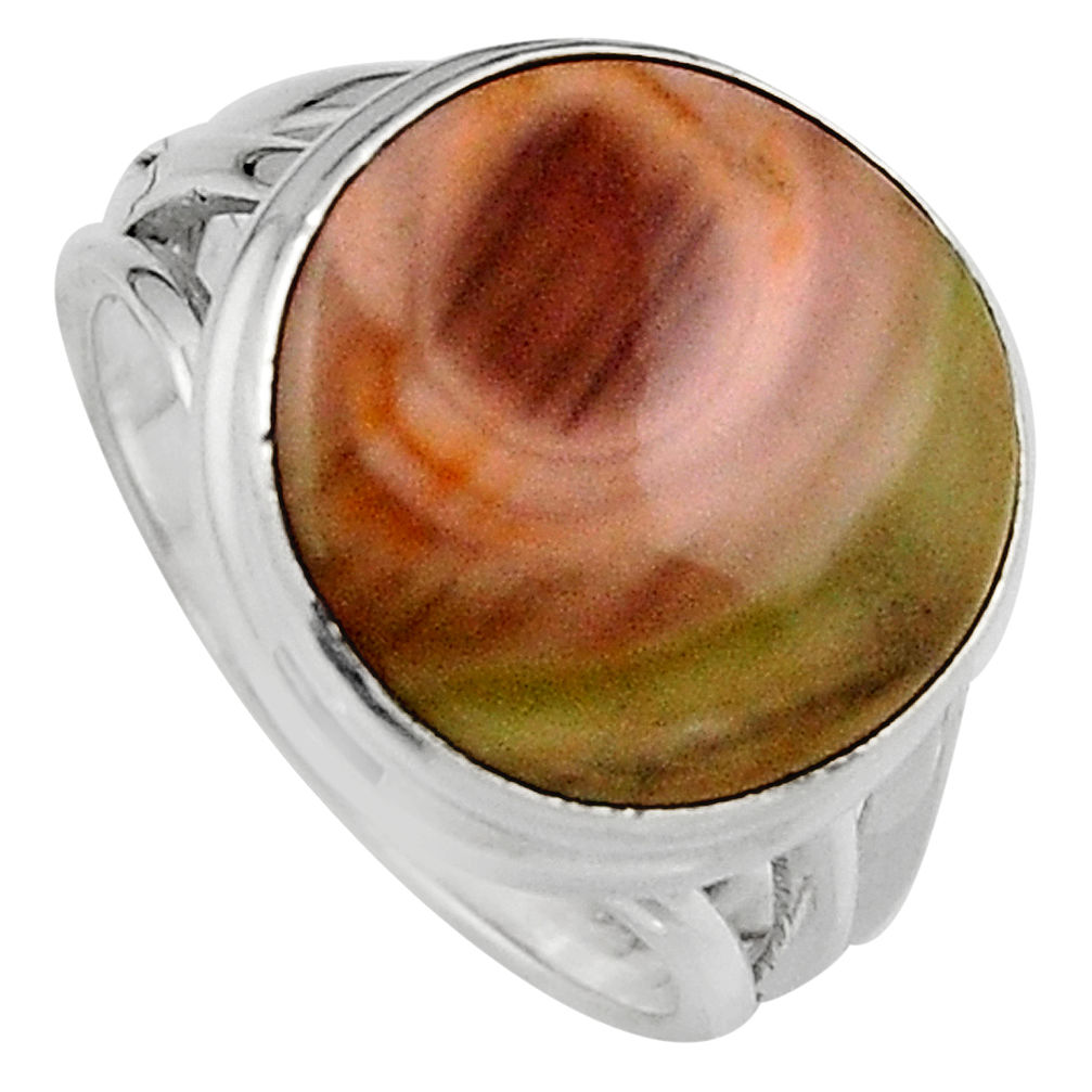 12.06cts natural brown imperial jasper 925 silver solitaire ring size 6.5 p95670