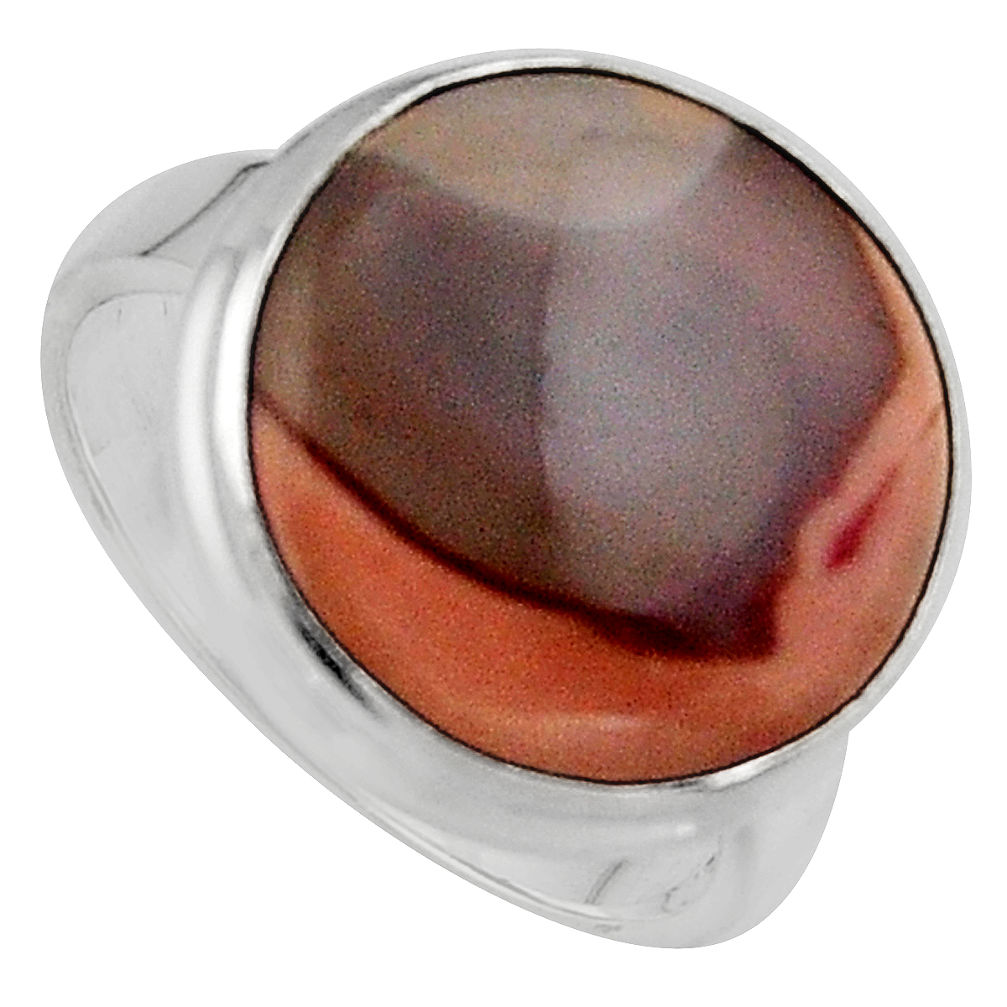 11.55cts natural brown imperial jasper 925 silver solitaire ring size 8 p95672