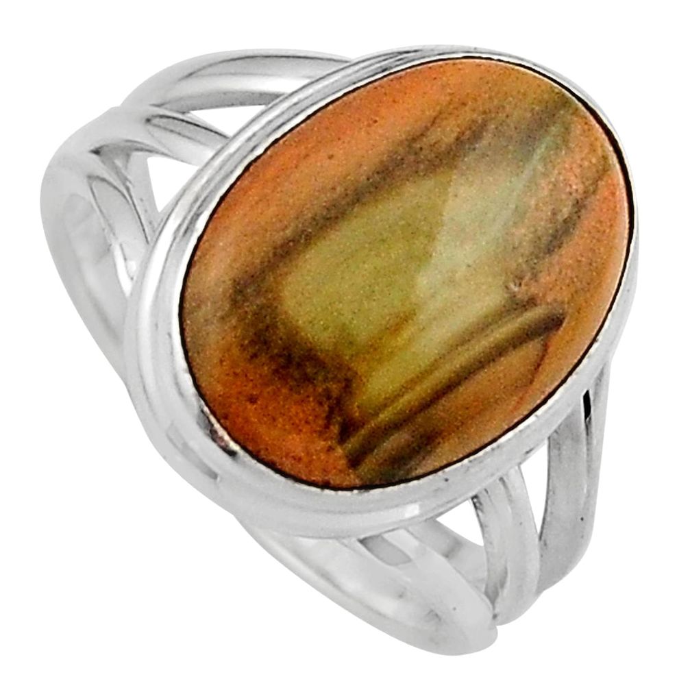 8.03cts natural brown imperial jasper 925 silver solitaire ring size 7 p95673