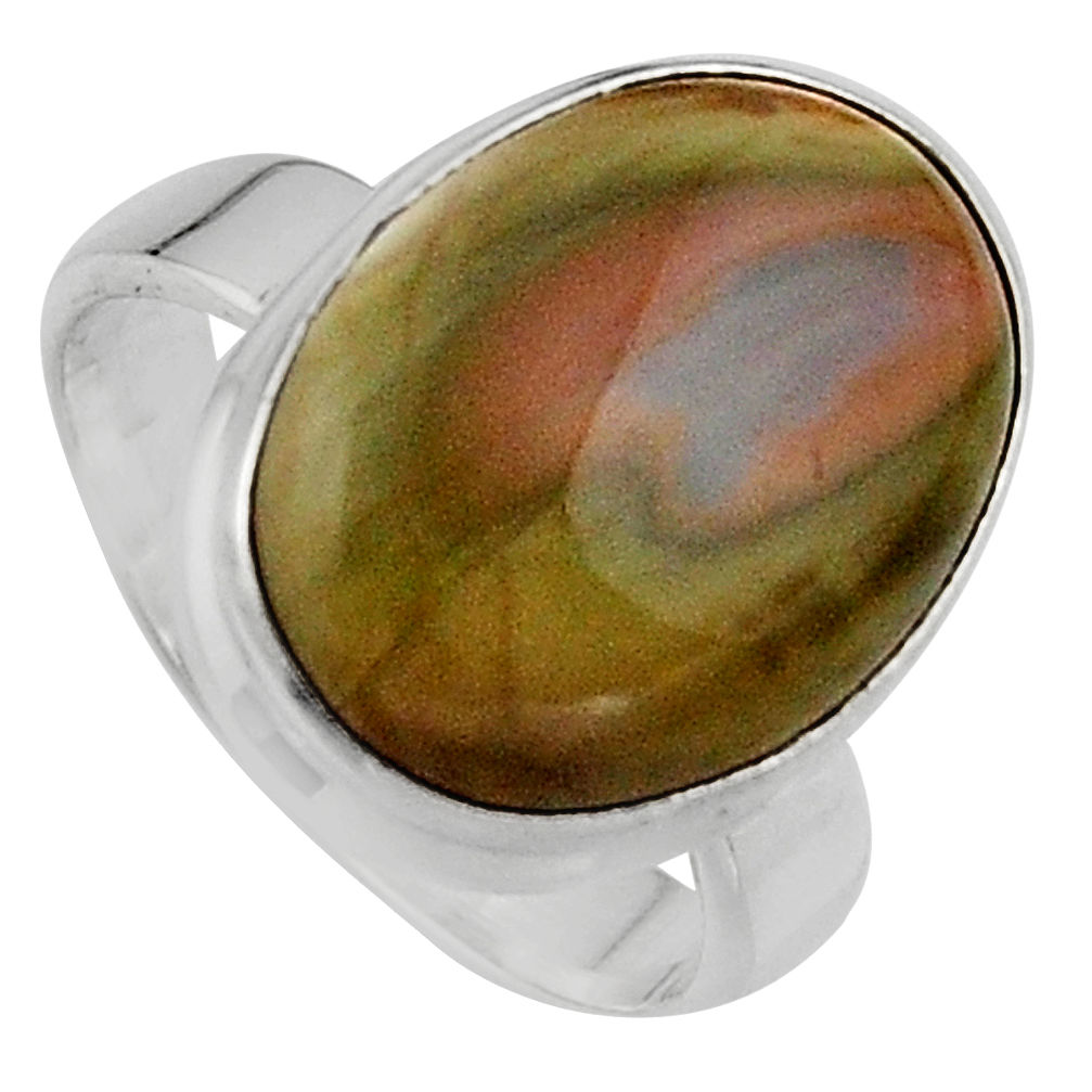 9.56cts natural brown imperial jasper 925 silver solitaire ring size 7 p95676