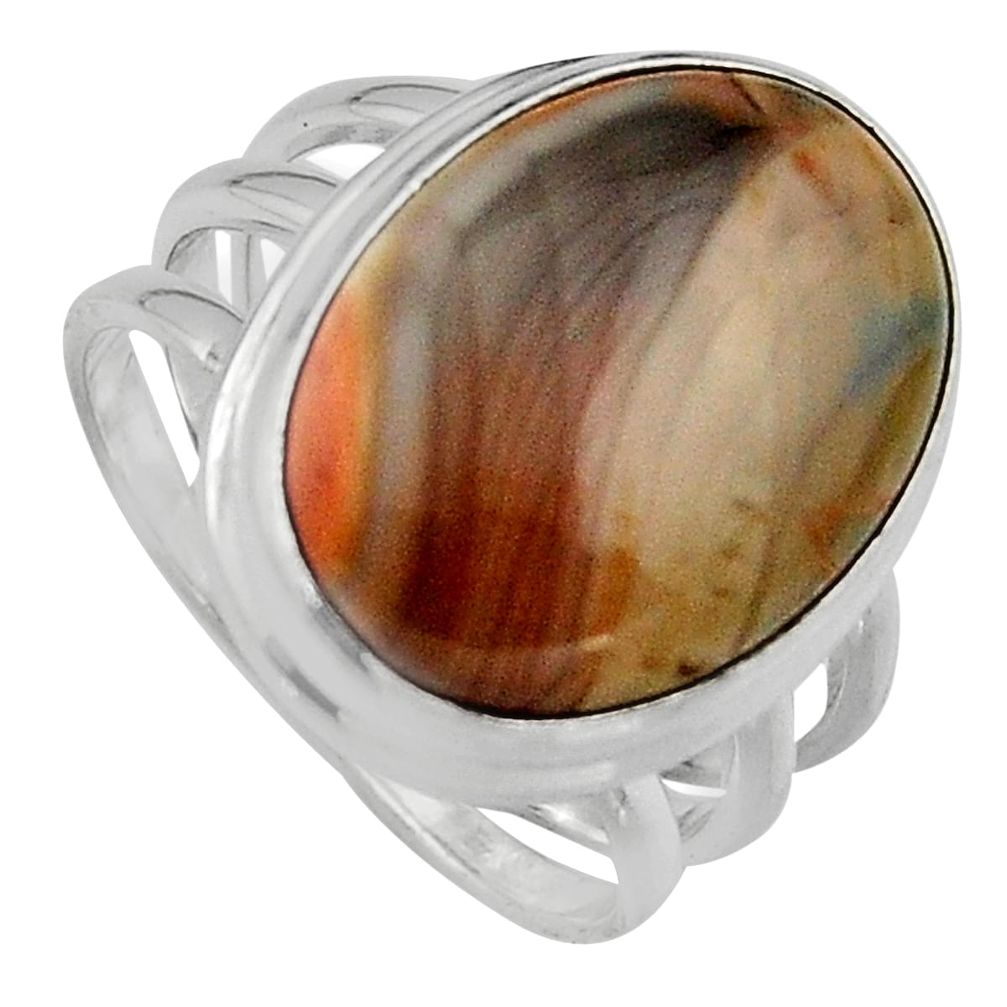 13.98cts natural brown imperial jasper 925 silver solitaire ring size 9 p95677
