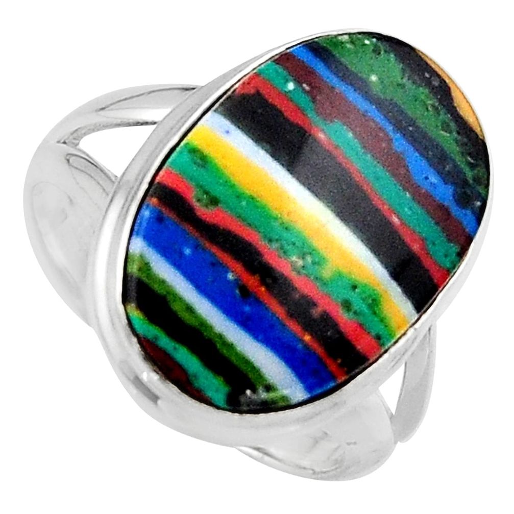 10.78cts natural rainbow calsilica 925 silver solitaire ring size 7 p95686