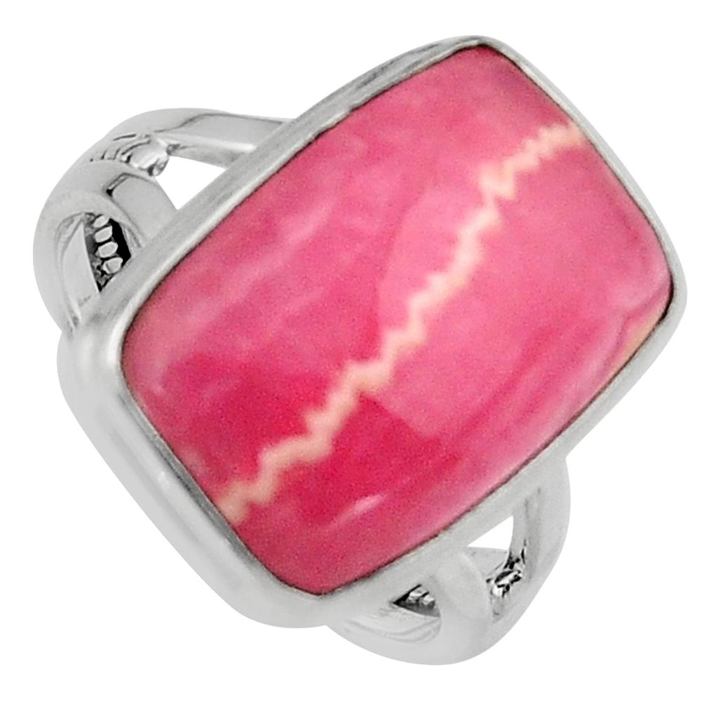 925 silver 13.28cts natural rhodochrosite inca rose solitaire ring size 8 p95710