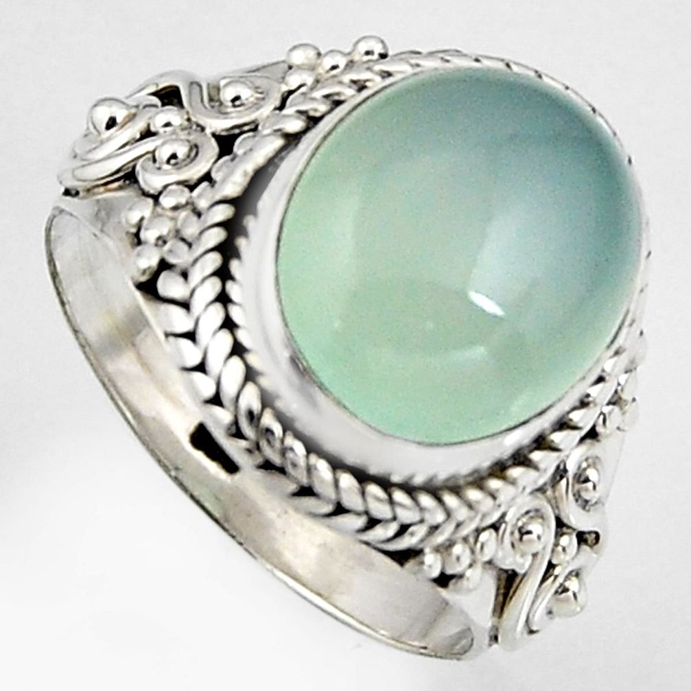 5.27cts natural aqua chalcedony 925 silver solitaire ring size 6.5 p95752