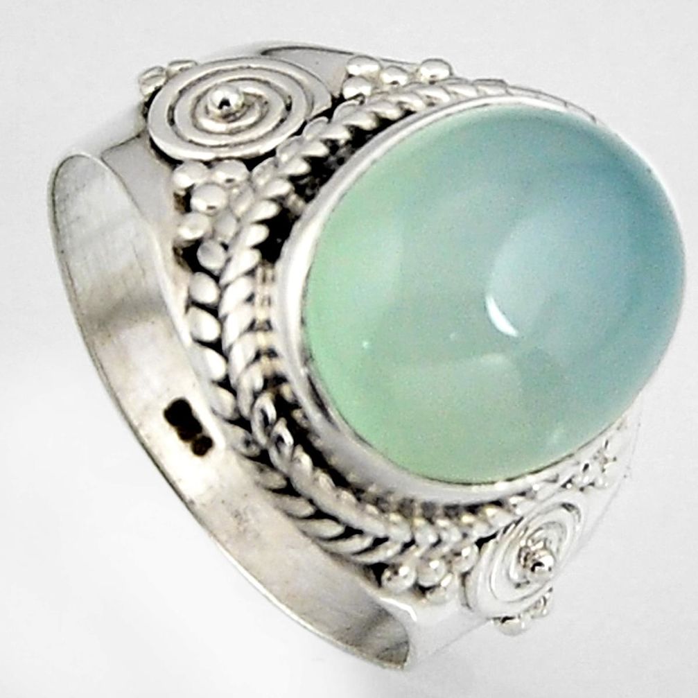 5.27cts natural aqua chalcedony 925 silver solitaire ring size 6.5 p95753