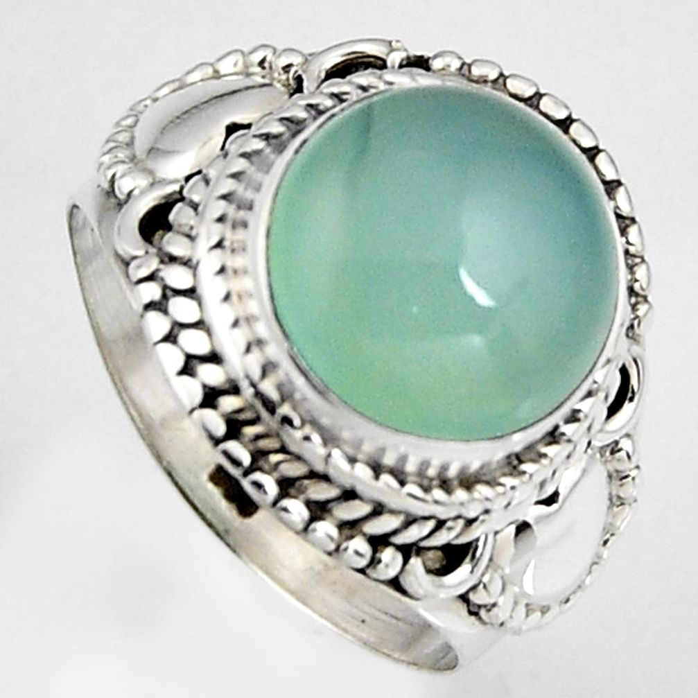 5.38cts natural aqua chalcedony 925 silver solitaire ring size 6.5 p95758