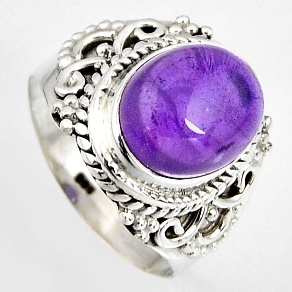 5.27cts natural purple amethyst 925 silver solitaire ring jewelry size 7 p95794