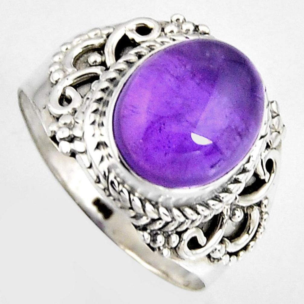 925 silver 5.31cts natural purple amethyst solitaire ring jewelry size 8 p95798