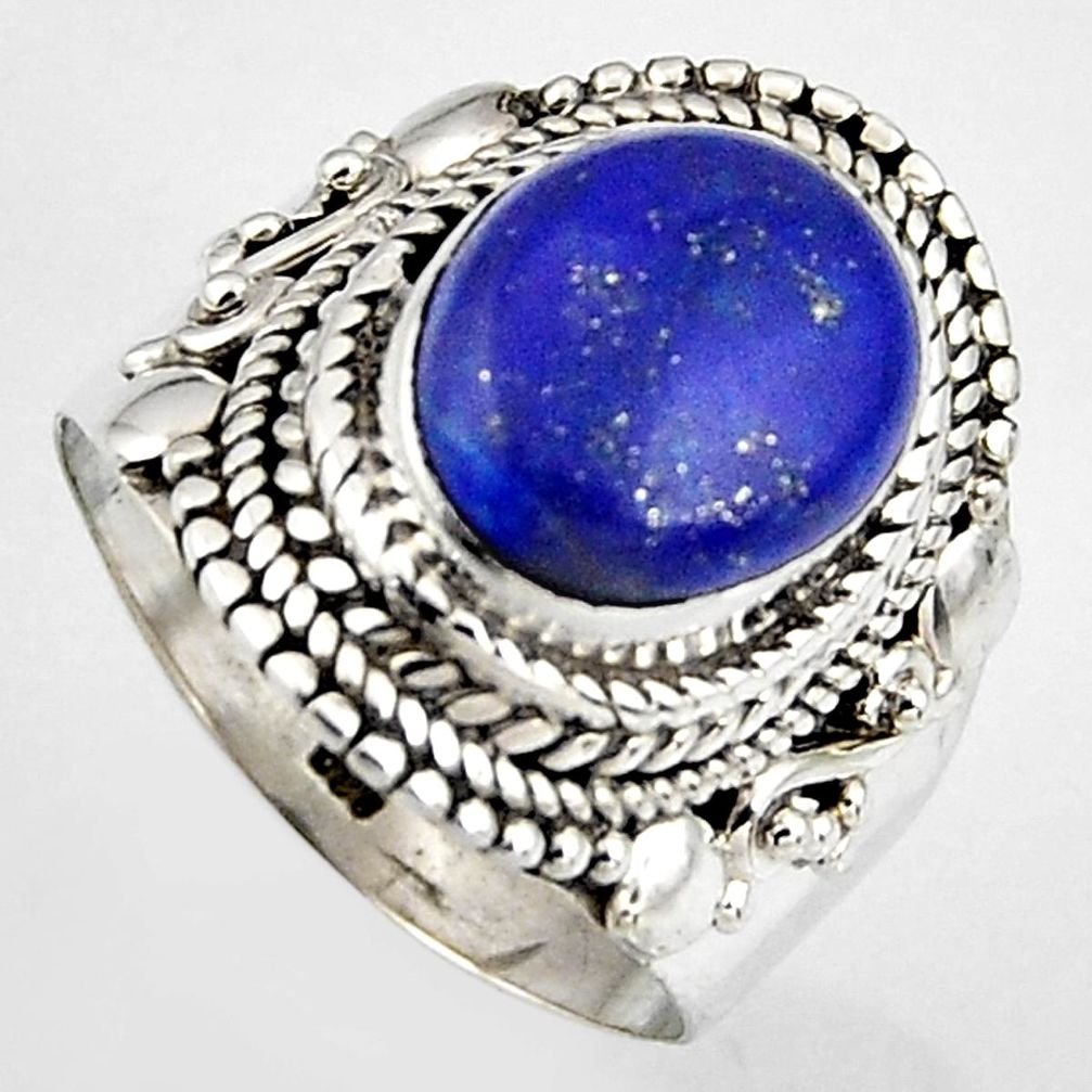 5.41cts natural blue lapis lazuli 925 silver solitaire ring size 6.5 p95821