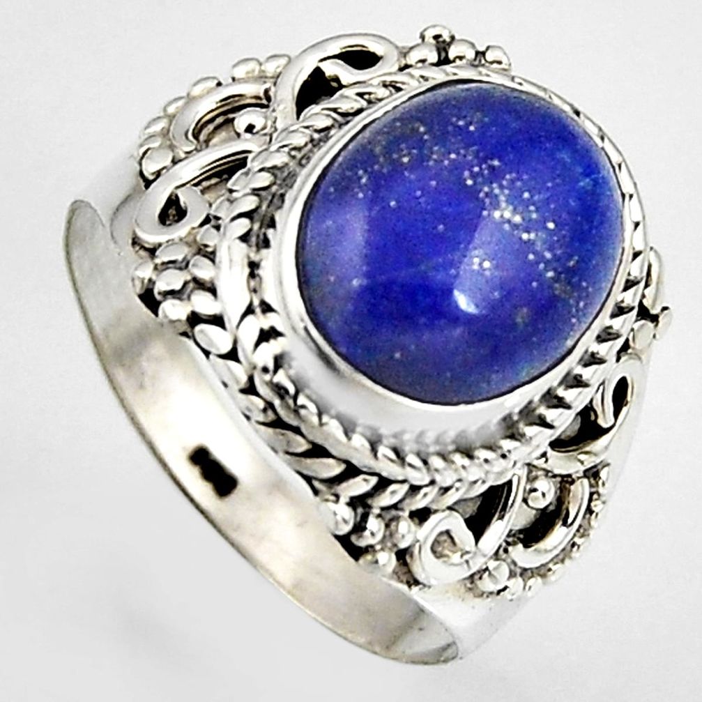925 silver 5.38cts natural blue lapis lazuli oval solitaire ring size 7 p95824