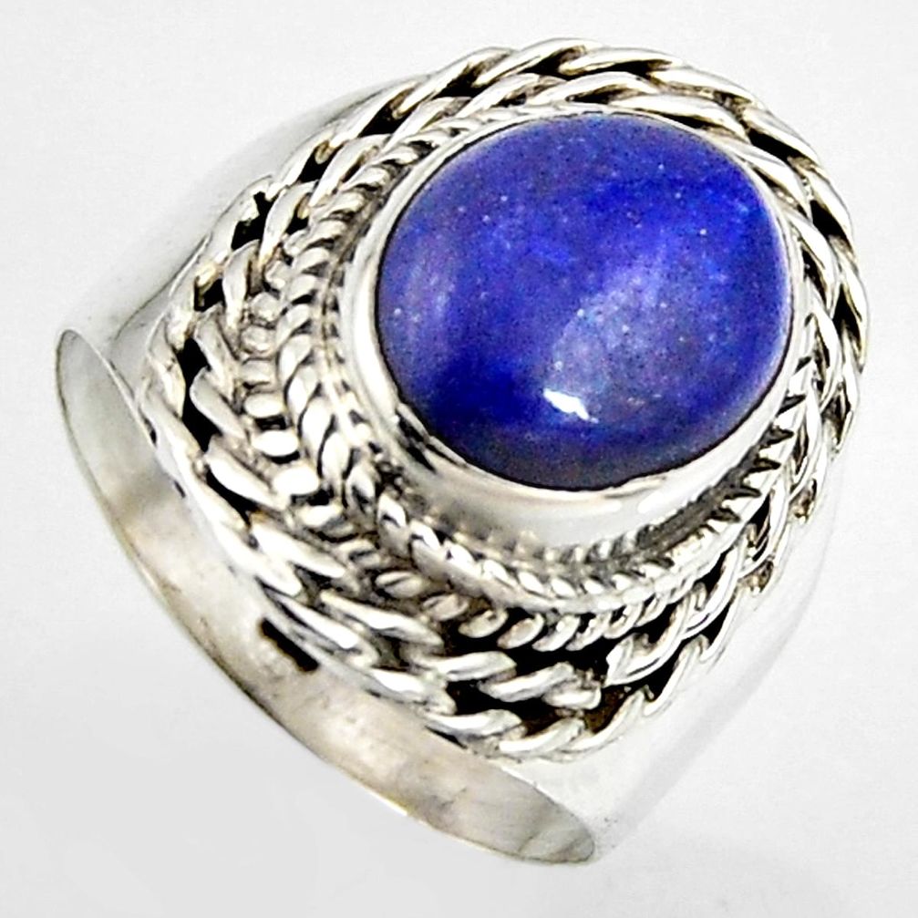 5.53cts natural blue lapis lazuli 925 silver solitaire ring size 7 p95831