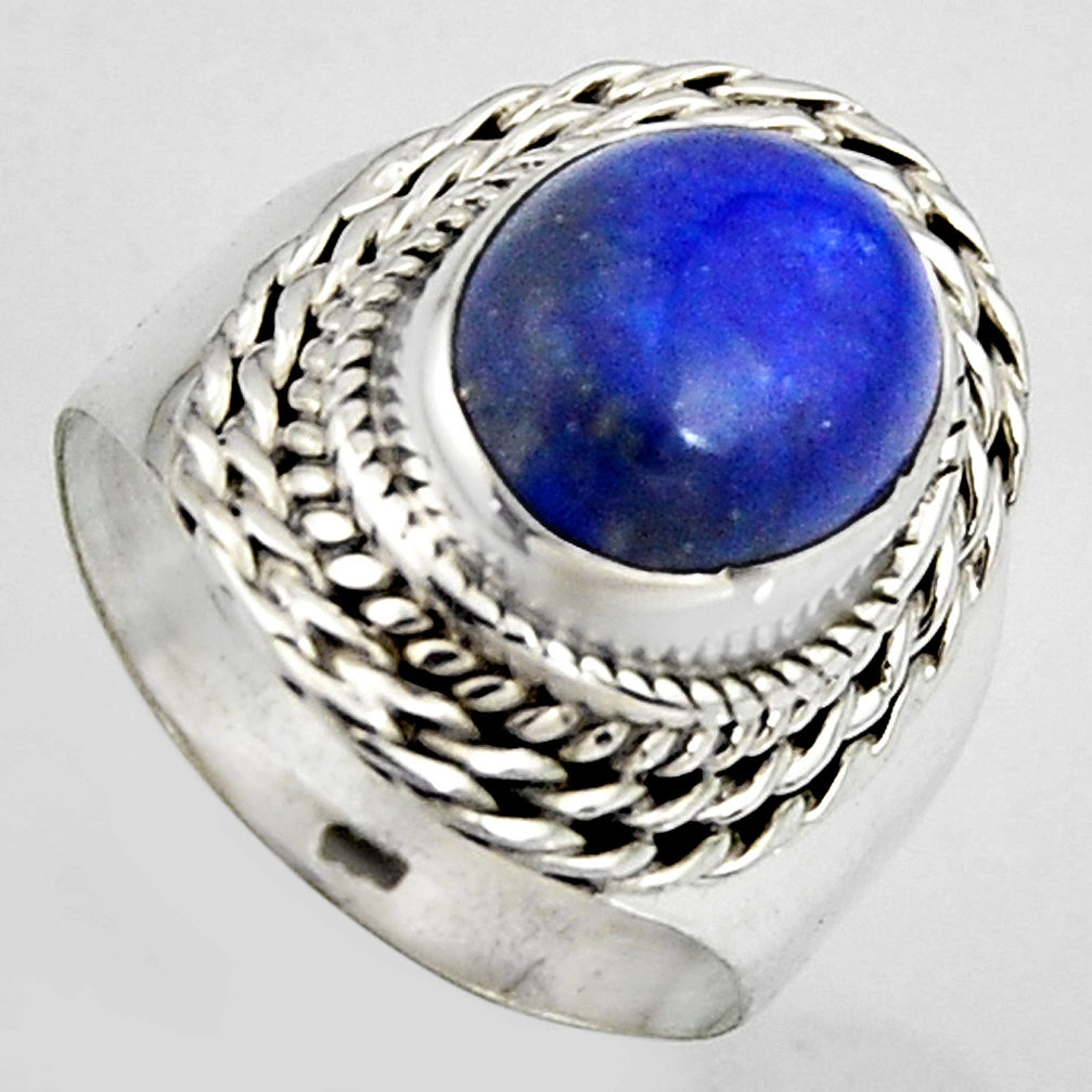 925 silver 5.53cts natural blue lapis lazuli oval solitaire ring size 7 p95837