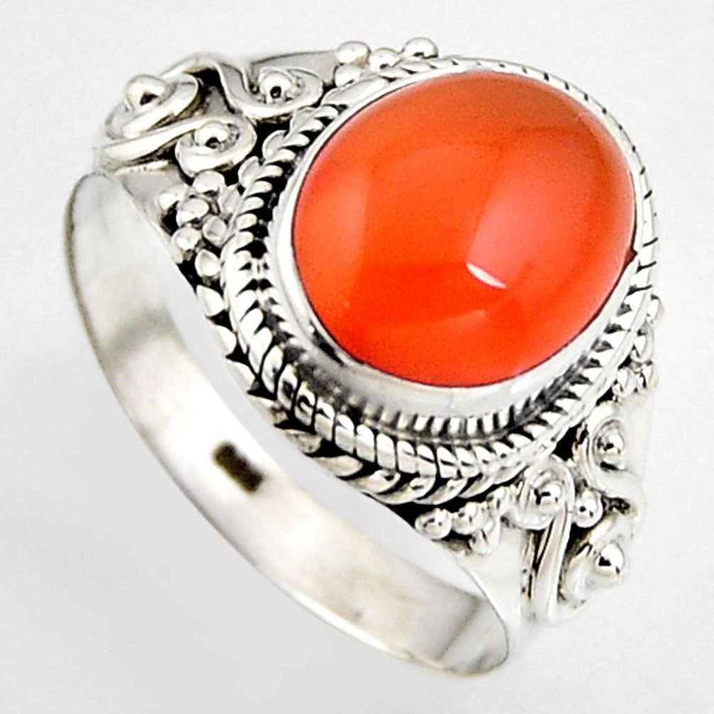 925 sterling silver 4.92cts natural honey onyx solitaire ring size 5.5 p95879